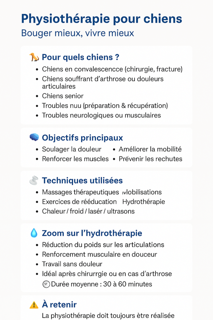 physiothérapie chien infographie